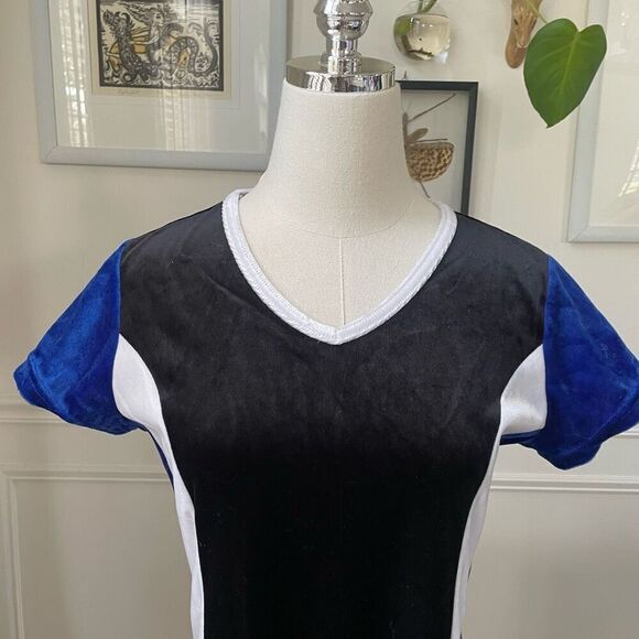 Vintage 90s 5*7*9 Colorblock Dress Spice Girls Black White Cobalt Blue S - Picture 4 of 8